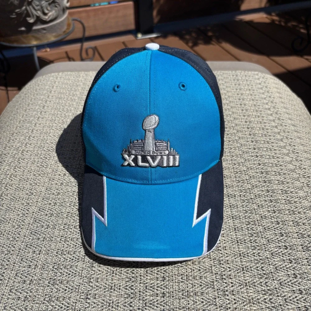 '47 Brand Super Bowl XLVIII Hat Kids OSFA Blue Navy Good Embroidered Logo